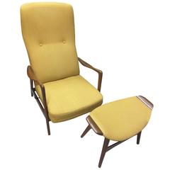 Vintage Westnofa Recliner/Lounge Chair and Stool, Designed by Ingmar Relling, Norway