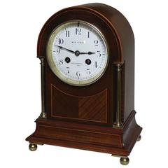 Antique Edwardian Mahogany and Inlay Striking Mantel Clock