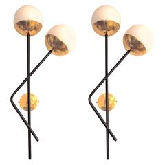 Pair of Italian Murano Glass and Brass Sconces 10