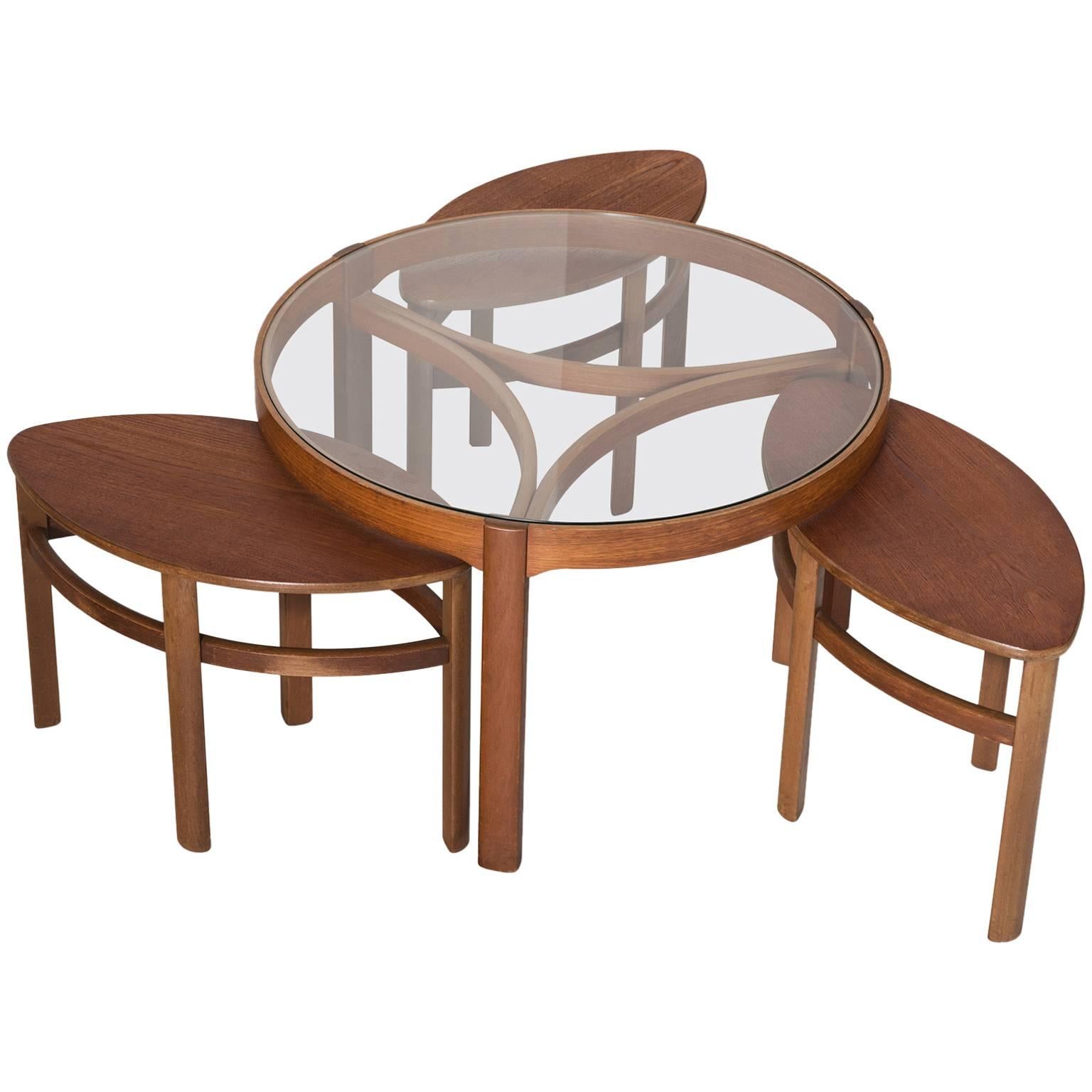 Scandinavian Coffee Table and Three Nesting Tables in Teak