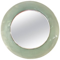 Cristal Art Green Round Wall Mirror, 1950s