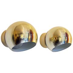 Vintage Two Swedish Wall Lights in Gold