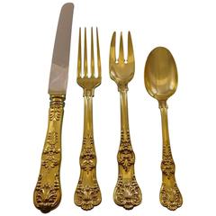 English King Gold by Tiffany and Co. Sterling Silver Flatware Set Service 24 Pcs