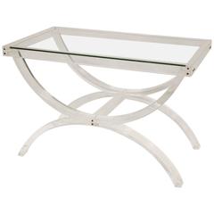Rectangular Lucite Table with Glass Top, circa 1970
