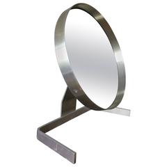 Italian 1970s Brushed Chrome Dressing Table Mirror