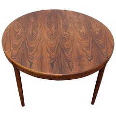Extendable Round Rosewood Dining Table, Danish, Mid-Century