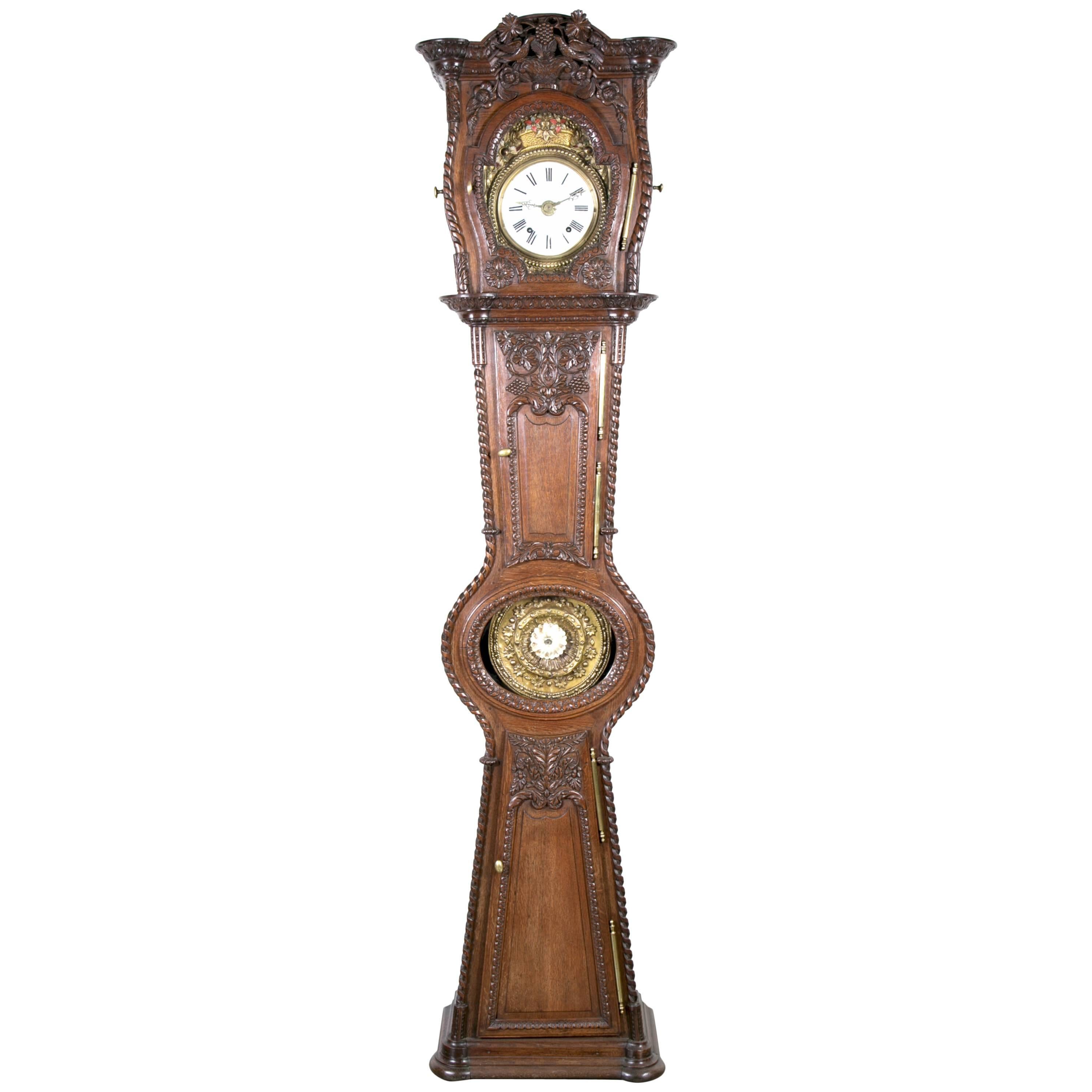 Début du 19ème siècle, horloge de style Louis XVI Demoiselle Marriage Longcase Clock