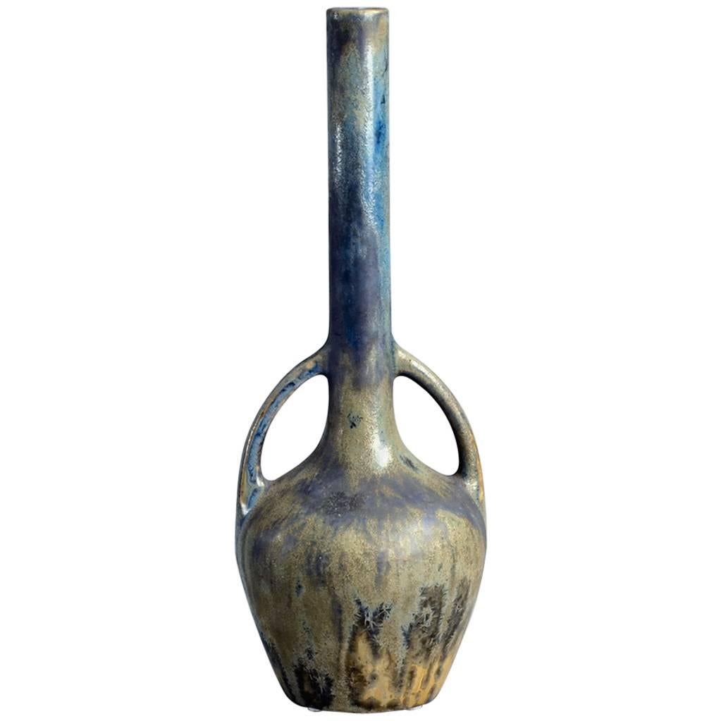 Art Nouveau Stoneware Vase with Crystalline Glaze by Pierrefonds, France For Sale