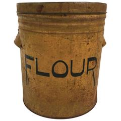 Antique Turn of the Century Painted Flour Tin with Fabulous Lettering
