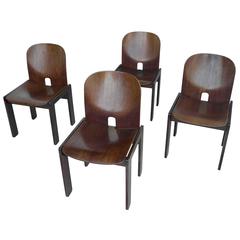 Set of Four 121 Walnut Dining Chairs by Afra & Tobia Scarpa for Cassina 10