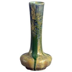 Art Nouveau Stoneware Vase with Dripping Glaze by Pierrefonds, France
