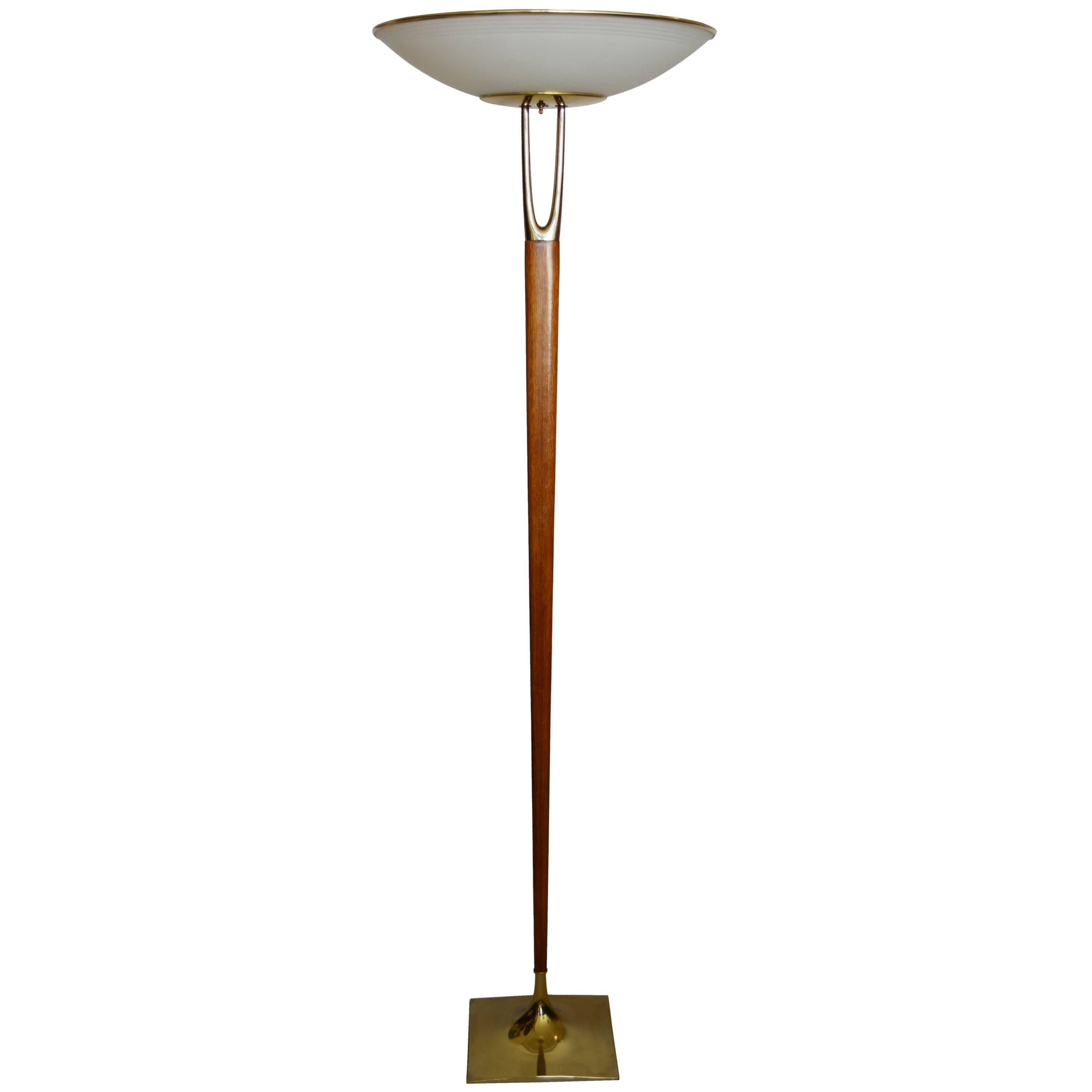 Laurel Brass and Walnut Floor Lamp