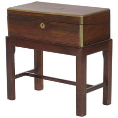 19th Century English Writing Box on Stand Side Table