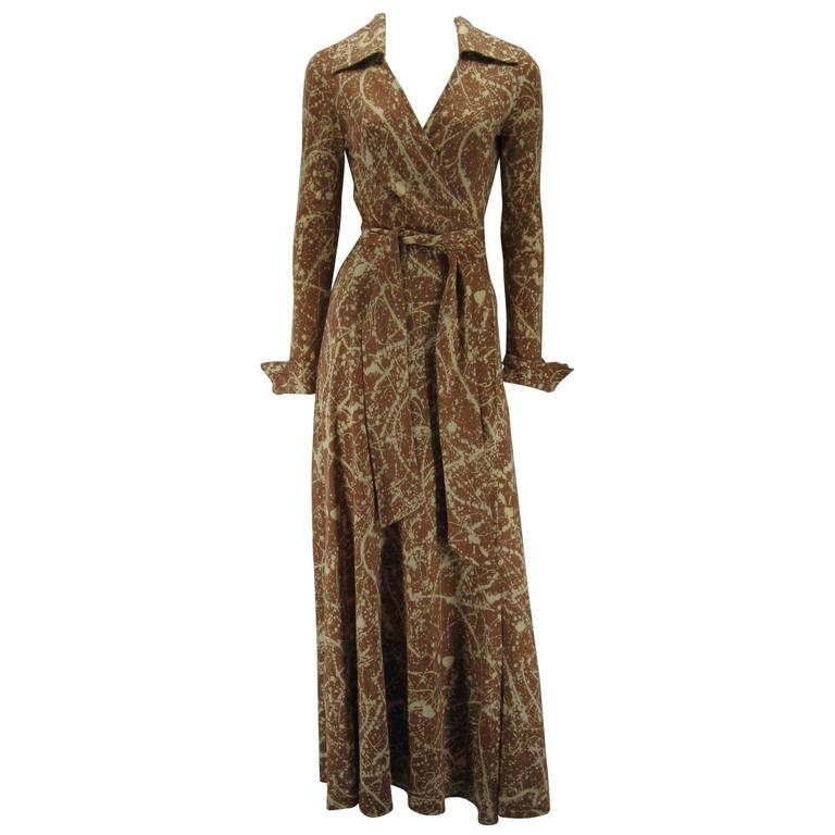 Rare 1970s Diane von Furstenberg Floor Length Iconic Wrap Dress at 1stdibs