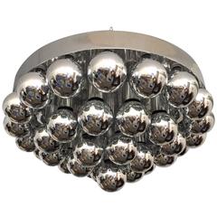 Vintage Italian 1970s High Style Large Flush Hanging Chandelier