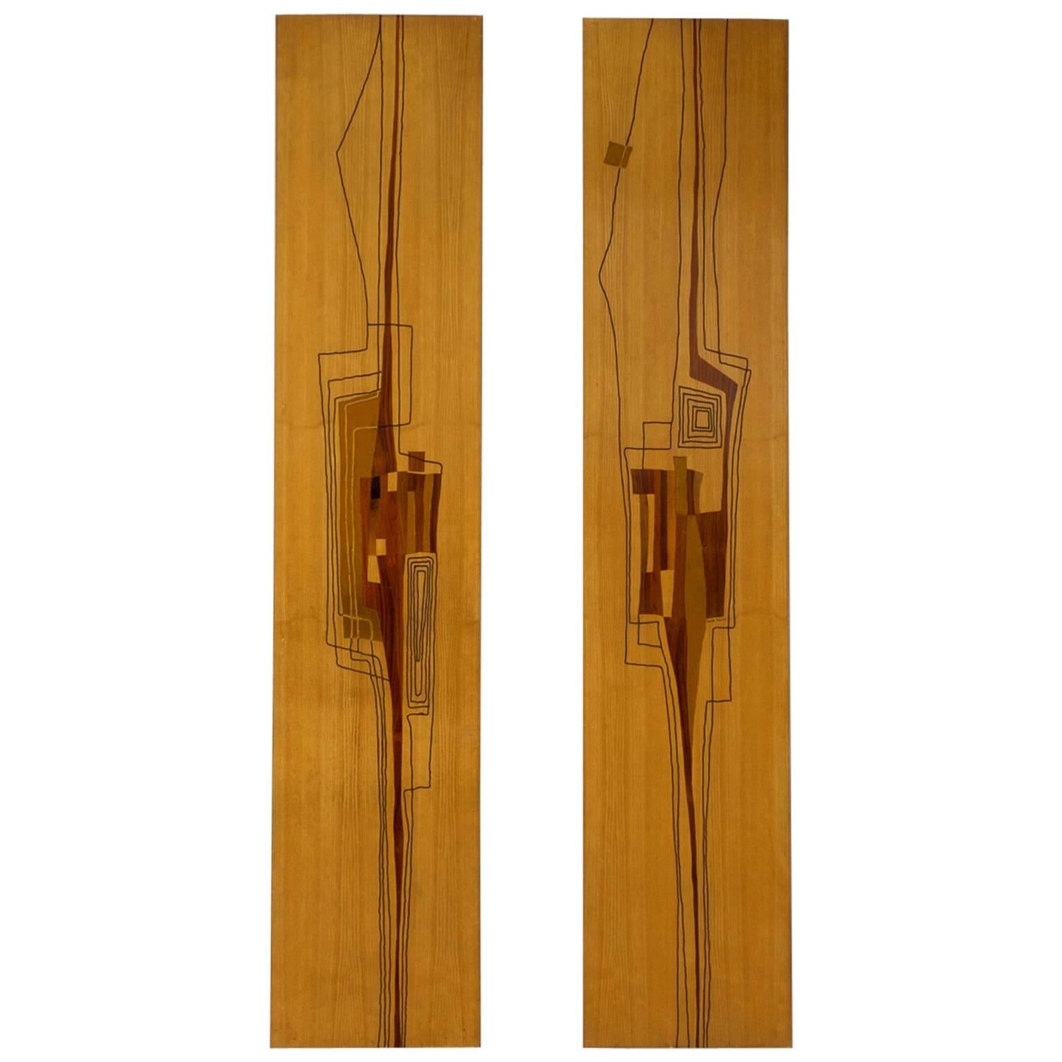 Marcello Siard Set of Two Wooden Wall Panels 