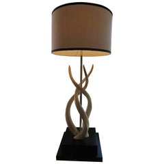 Vintage White Impala Horn Table Lamp