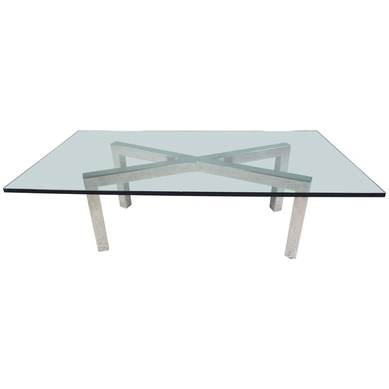 Mid Century Modern Chrome X Frame Coffee Table In The Style Of Milo Baughman - X Frame Glass Coffee Table Mid Century Modern Chrome X Frame Coffee Table In The Style Of Milo Baughman - X Frame Glass Coffee Table
