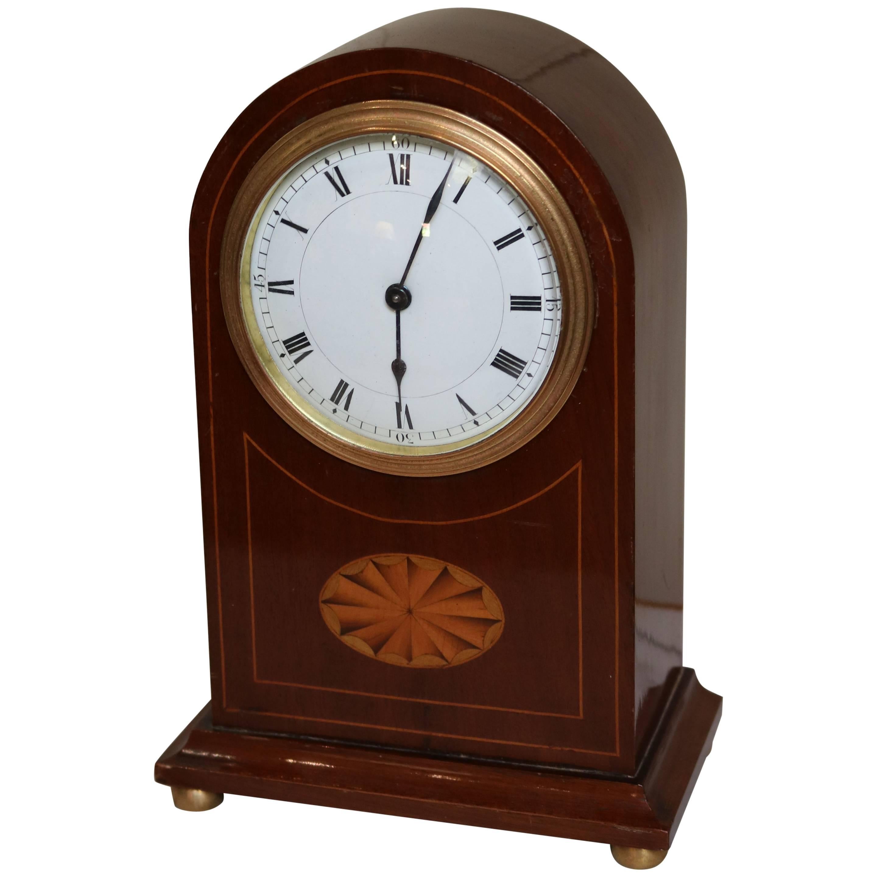 Edwardian Mahogany and Inlay Mantel Clock