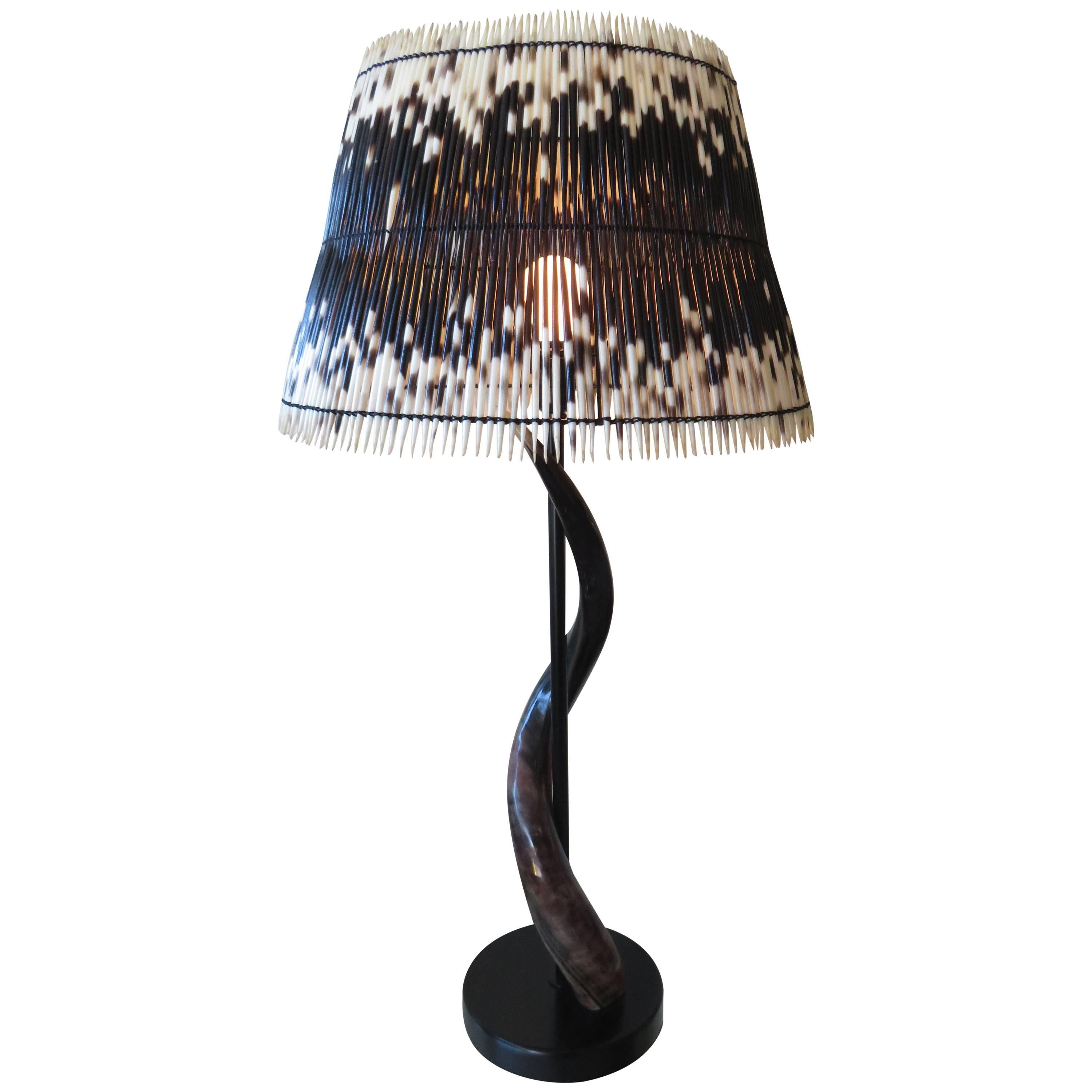 Impala Horn and Porcupine Quill Table Lamp