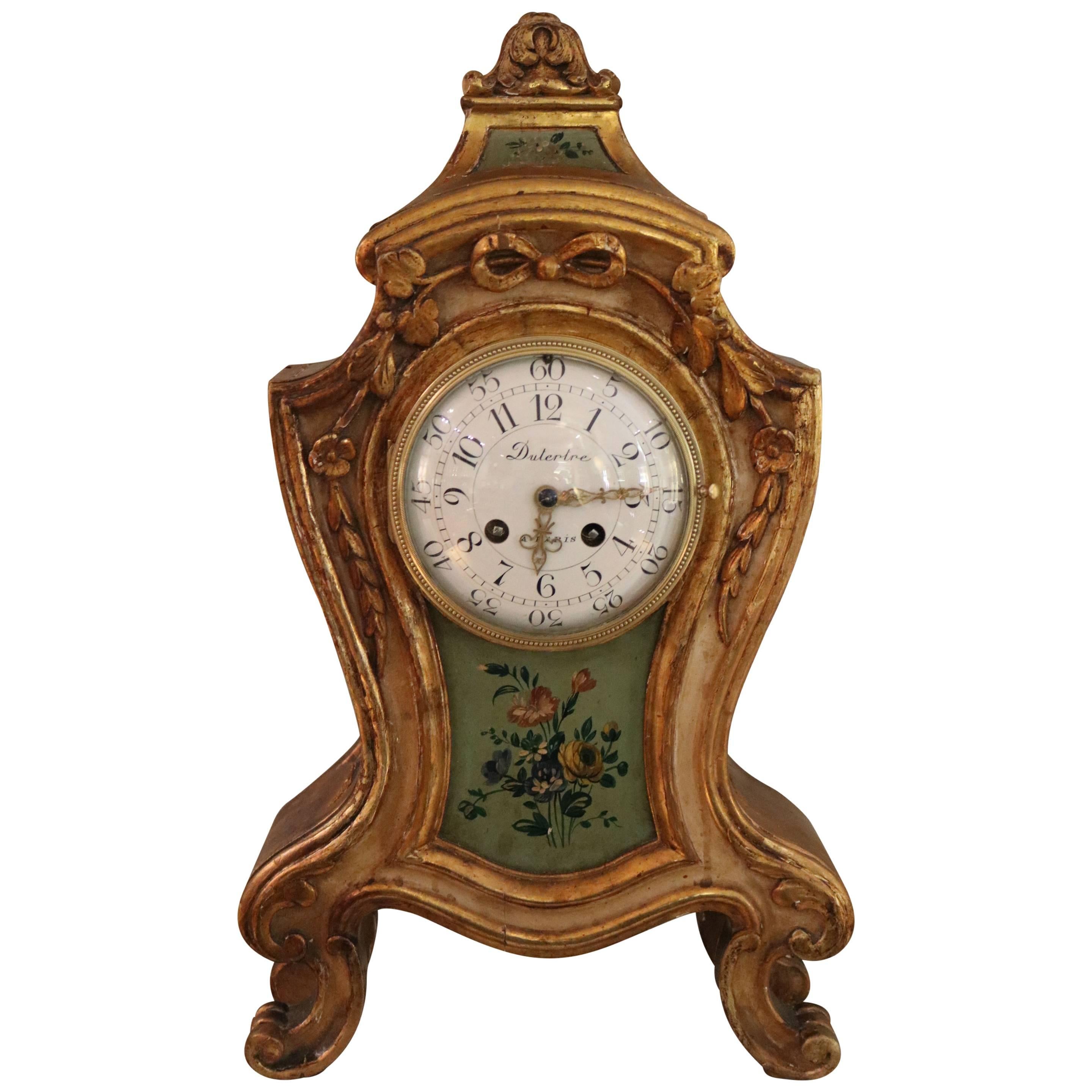 Louis XV Style Carved Giltwood Mantel Clock For Sale
