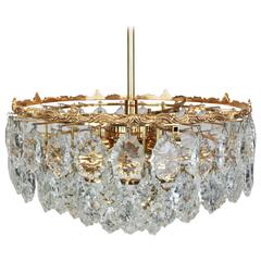 Bakalowits Chandelier, Brass and Crystal Glass, Austria, 1960s