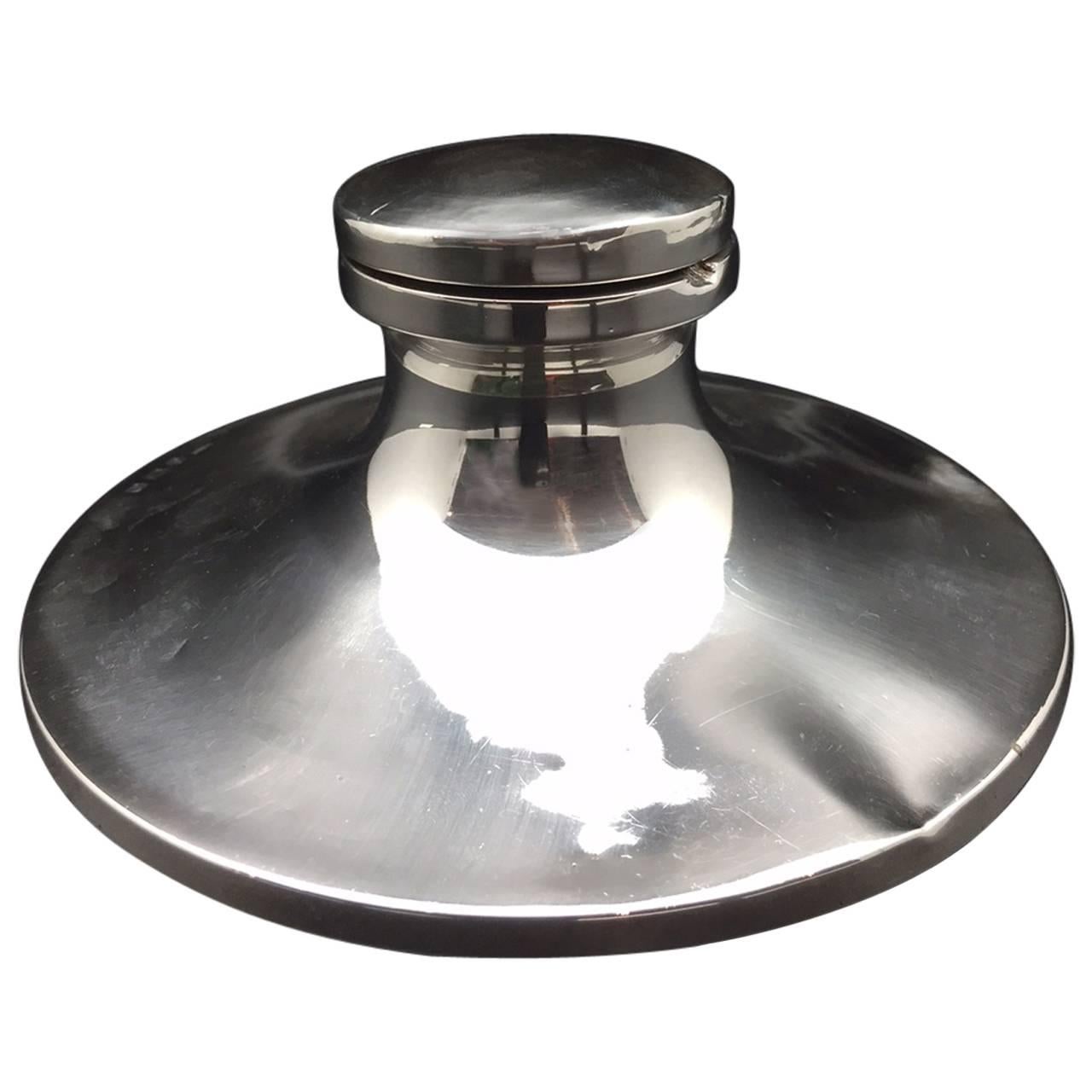 Sterling Silver Yacht Inkwell, Made in England in 1928 by Mappin and Webb