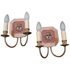 Maison Charles Pair of French Bronze Figural Wall Sconces 11