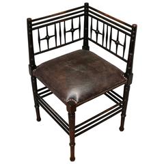 Antique Morris & Co Ebonized Corner Chair