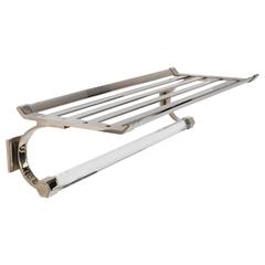 Retro Modern Train Rack in Polished Nickel with Glass Rod Detail