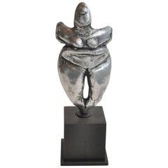 Early 20th Century Small Figural Studio Sculpture in Silver Metal from Uruguay