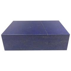 Very Large Lapis Lazuli Semi Precious Stone Box with Hinged Lid