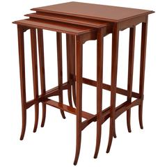Art Nouveau Three Nesting Tables Mahogany Wood 4