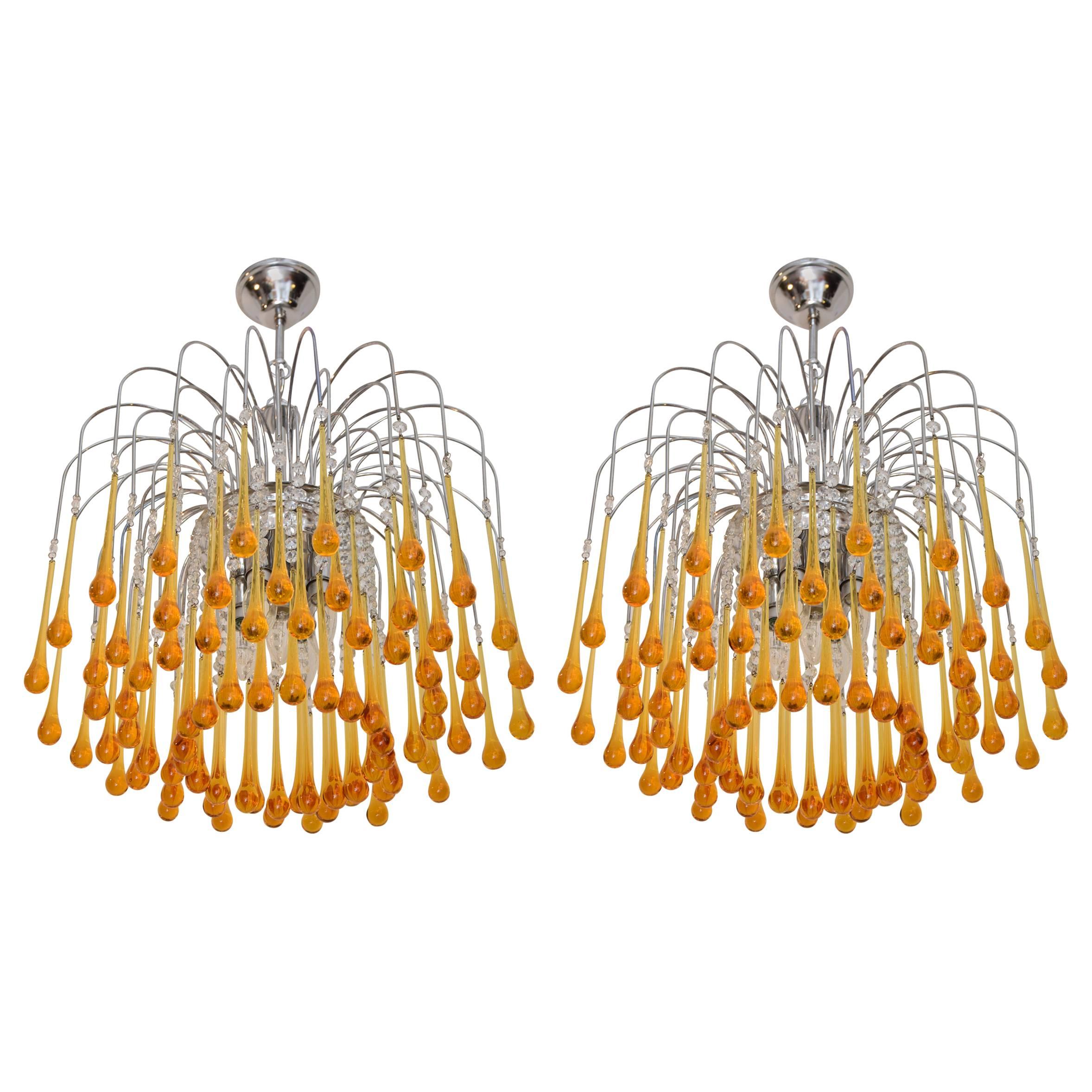 Two Murano Chandelier in the style of Venini, 1960s