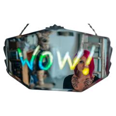 Wow! Vintage Mirror with Etching and Led Light Panel by Graeme Messer