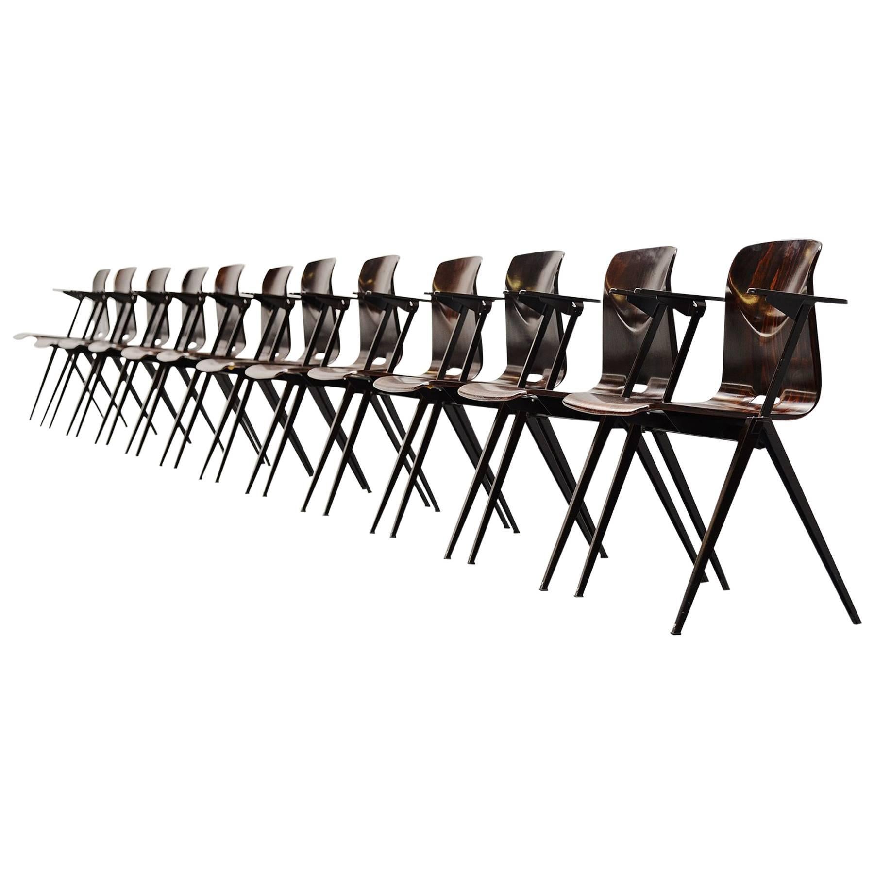 Pagholz Stacking Chairs with Arms Set of 12 Germany, 1970