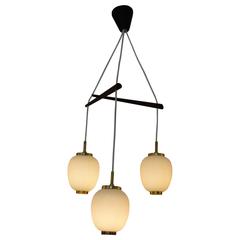 Rare Triple Pendant Bent Karlby "The China Light, " Danish Design, 1950