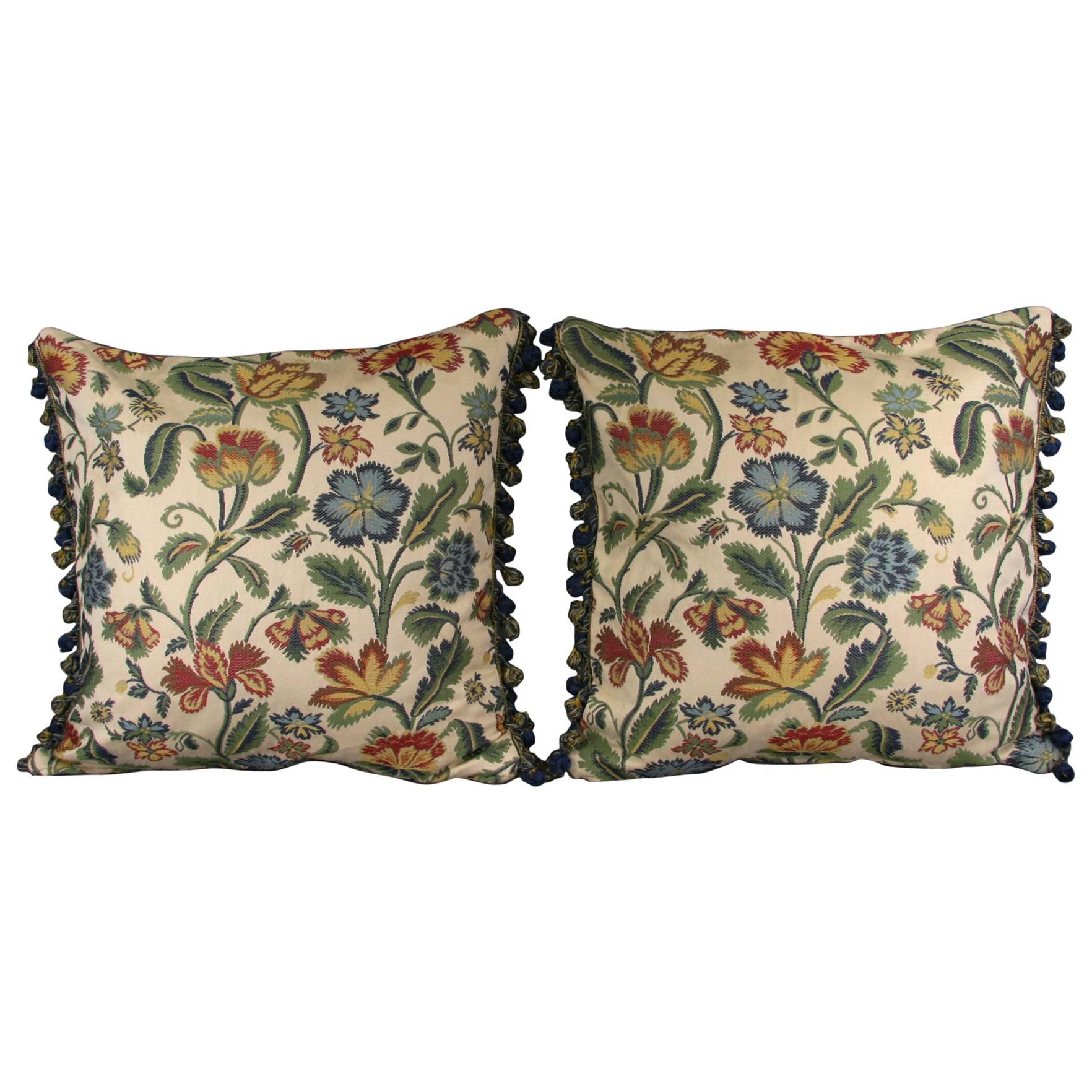 Pair of Botanical Blue Pillows