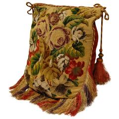 19th Century Victorian Needlepoint and Glass Beaded Panel on a Pillow 6