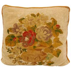 19th Century Victorian Needlepoint and Glass Beaded Panel as a Pillow