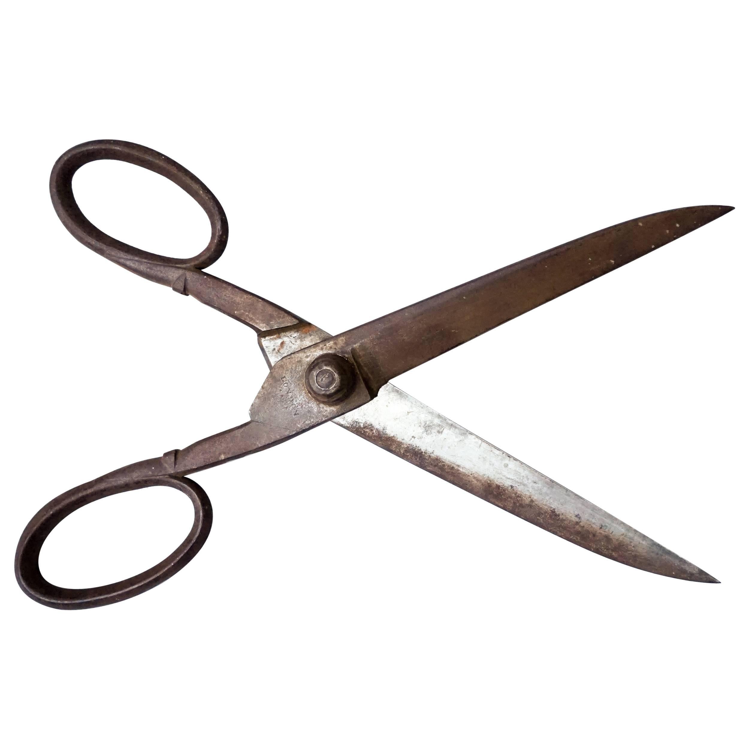 Large English 19th Century Victorian Drapers Scissors or Shears For Sale