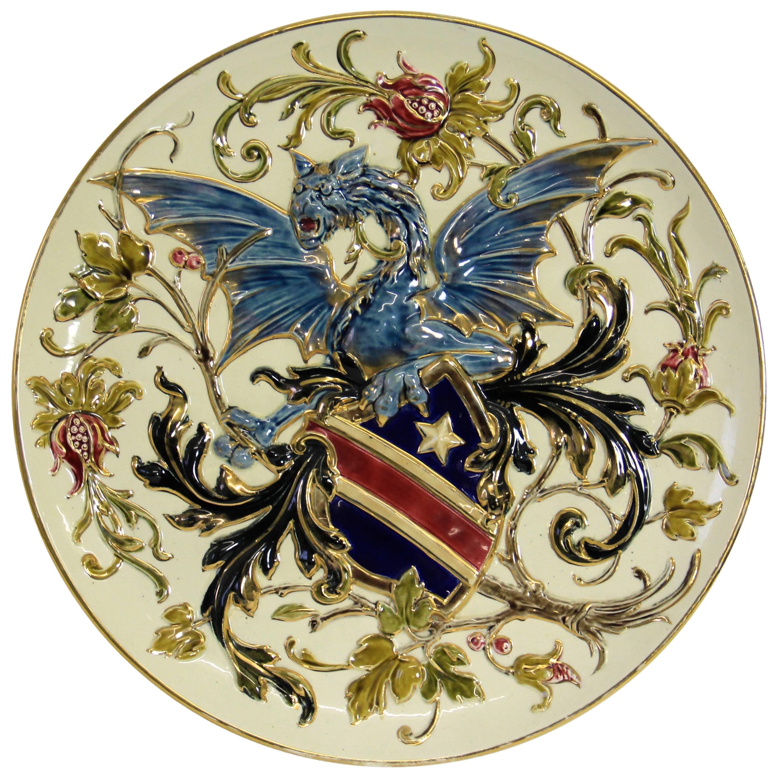 Majestic Wall Plate Attributed to Rudolf Ditmar Znaim, circa 1900