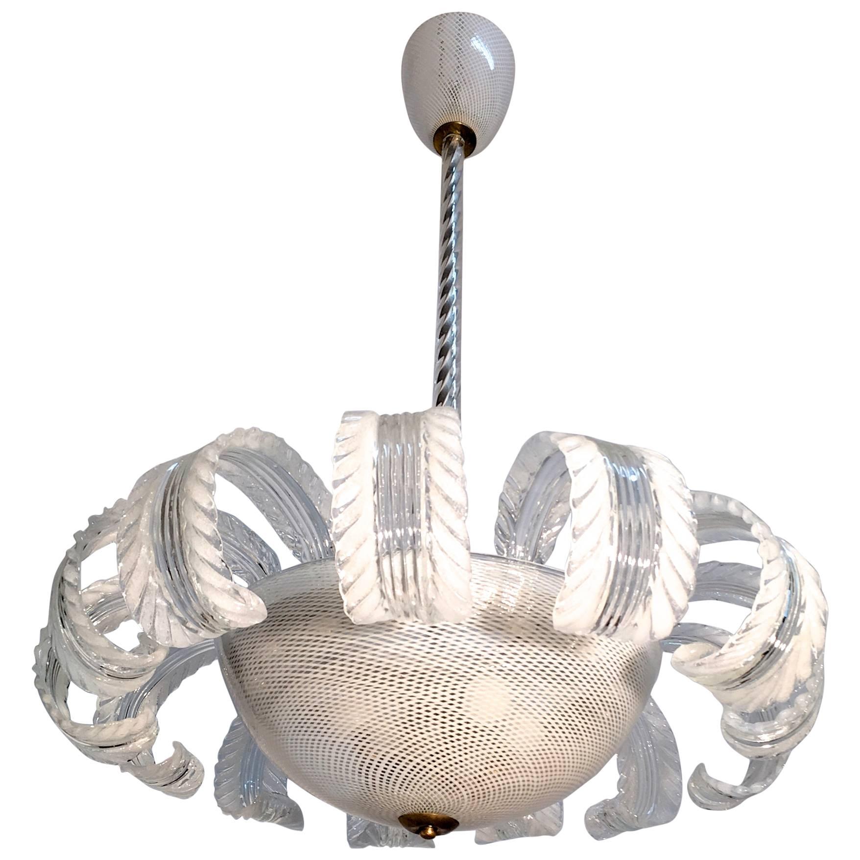 Barovier e Toso Reticello Chandelier For Sale