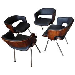 Set of Four Leather Palisander Arflex Oxford Chairs by Martin Grierson, 1963