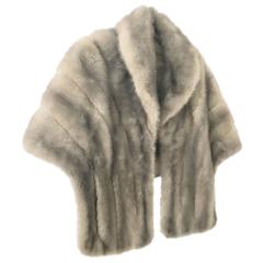 Retro 1940s Silver Mink Fur Stole Jacket