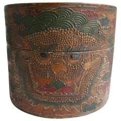 Rare 18th Century Chinese Box, Hand-Painted Dragon motifs