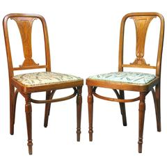 Rare Pair of Bentwood Side Chairs by Jacob & Josef Kohn, Czechoslovakia 11