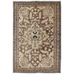 Semi antiker persischer Lilihan-Teppich in Braun und Erdfarben