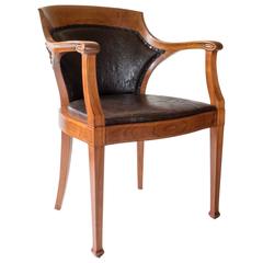 Nordiska Möblerings, Large and Comfortable Inlaid Walnut Jugend Armchair