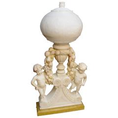 Antique Italian Marble and Alabaster Carved Lamp